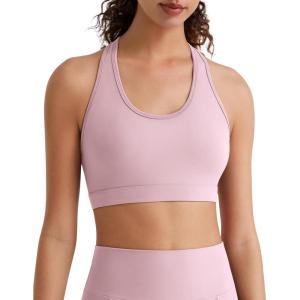 image:imageG4Free BareFeel Racerback Sports Bra for Women  Scoop Neck Workout Tank Top Casual Yoga Non PaddedBlush