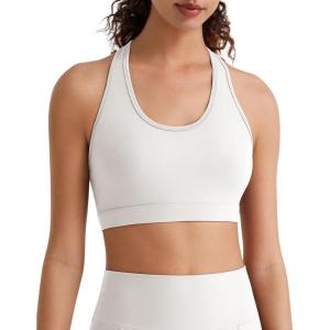 image:imageG4Free BareFeel Racerback Sports Bra for Women  Scoop Neck Workout Tank Top Casual Yoga Non PaddedPure White