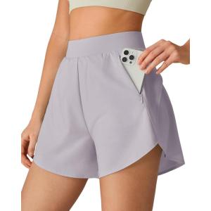 image:imageG4Free Chillwhisp Running Shorts for Women 25  Dolphin Elastic Waistband with Pockets for Athletic Gym WorkoutChime Gray