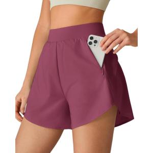 image:imageG4Free Chillwhisp Running Shorts for Women 25  Dolphin Elastic Waistband with Pockets for Athletic Gym WorkoutDark Burgundy
