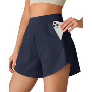 image:imageG4Free Chillwhisp Running Shorts for Women 25  Dolphin Elastic Waistband with Pockets for Athletic Gym WorkoutDark Navy