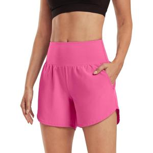 image:imageG4Free Chillwhisp Womens Athletic Shorts 4 High Waisted Lightweight Running Shorts with PocketsRosy Pink