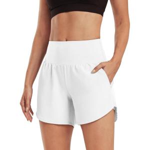 image:imageG4Free Chillwhisp Womens Athletic Shorts 4 High Waisted Lightweight Running Shorts with PocketsWhite