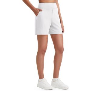 image:imageG4Free EverGoing Womens Athletic Shorts High Waisted 4  5 Running Yoga Summer Casual Shorts with PocketsPure White