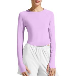 image:imageG4Free Lightbreeze Womens UPF 50 Long Sleeve Rash Guard Quick Dry Crop Workout Tops Thumbholes Sun Shirts Running AthleticPurple