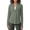 image:imageG4Free Womens UPF 50 Sun Shirts Lightweight Quick Dry Long Sleeve Workout Tops Lightweight Running PulloverGray Olive