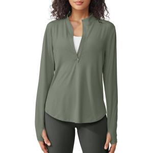 image:imageG4Free Womens UPF 50 Sun Shirts Lightweight Quick Dry Long Sleeve Workout Tops Lightweight Running PulloverGray Olive