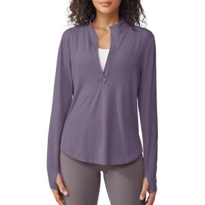 image:imageG4Free Womens UPF 50 Sun Shirts Lightweight Quick Dry Long Sleeve Workout Tops Lightweight Running PulloverGray Purple