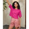 image:imageG4Free Short Sleeve Crop Workout Tops for Women Loose Fit Cotton Basic TShirtsHot Pink