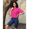 image:imageG4Free Short Sleeve Crop Workout Tops for Women Loose Fit Cotton Basic TShirtsHot Pink