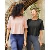 image:imageG4Free Short Sleeve Crop Workout Tops for Women Loose Fit Cotton Basic TShirtsPink