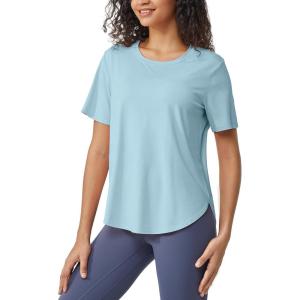 image:imageG4Free Short Sleeve Workout Tops for Women Athletic TShirts Lightweight Yoga Running Tee TopPure Light Blue