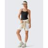 image:imageG4Free BareFeel Built in Bra Camisole Tops Yoga Workout Removable Padded Cami Spaghetti Strap Pilates Tank TopBlack