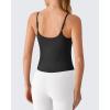 image:imageG4Free BareFeel Built in Bra Camisole Tops Yoga Workout Removable Padded Cami Spaghetti Strap Pilates Tank TopBlack