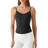 image:imageG4Free BareFeel Built in Bra Camisole Tops Yoga Workout Removable Padded Cami Spaghetti Strap Pilates Tank TopBlack