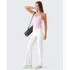 image:imageG4Free BareFeel Built in Bra Camisole Tops Yoga Workout Removable Padded Cami Spaghetti Strap Pilates Tank TopBlush