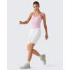 image:imageG4Free BareFeel Built in Bra Camisole Tops Yoga Workout Removable Padded Cami Spaghetti Strap Pilates Tank TopBlush