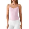 image:imageG4Free BareFeel Built in Bra Camisole Tops Yoga Workout Removable Padded Cami Spaghetti Strap Pilates Tank TopBlush