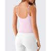image:imageG4Free BareFeel Built in Bra Camisole Tops Yoga Workout Removable Padded Cami Spaghetti Strap Pilates Tank TopBlush