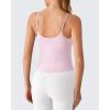 image:imageG4Free BareFeel Built in Bra Camisole Tops Yoga Workout Removable Padded Cami Spaghetti Strap Pilates Tank TopBlush