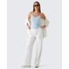 image:imageG4Free BareFeel Built in Bra Camisole Tops Yoga Workout Removable Padded Cami Spaghetti Strap Pilates Tank TopLight Denim