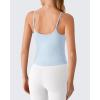 image:imageG4Free BareFeel Built in Bra Camisole Tops Yoga Workout Removable Padded Cami Spaghetti Strap Pilates Tank TopLight Denim