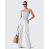 image:imageG4Free BareFeel Built in Bra Camisole Tops Yoga Workout Removable Padded Cami Spaghetti Strap Pilates Tank TopLight Denim