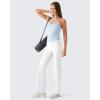 image:imageG4Free BareFeel Built in Bra Camisole Tops Yoga Workout Removable Padded Cami Spaghetti Strap Pilates Tank TopLight Denim