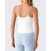 image:imageG4Free BareFeel Built in Bra Camisole Tops Yoga Workout Removable Padded Cami Spaghetti Strap Pilates Tank TopPure White