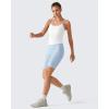 image:imageG4Free BareFeel Built in Bra Camisole Tops Yoga Workout Removable Padded Cami Spaghetti Strap Pilates Tank TopPure White