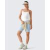 image:imageG4Free BareFeel Built in Bra Camisole Tops Yoga Workout Removable Padded Cami Spaghetti Strap Pilates Tank TopPure White