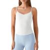 image:imageG4Free BareFeel Built in Bra Camisole Tops Yoga Workout Removable Padded Cami Spaghetti Strap Pilates Tank TopPure White