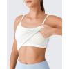 image:imageG4Free BareFeel Built in Bra Camisole Tops Yoga Workout Removable Padded Cami Spaghetti Strap Pilates Tank TopPure White
