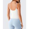 image:imageG4Free BareFeel Built in Bra Camisole Tops Yoga Workout Removable Padded Cami Spaghetti Strap Pilates Tank TopPure White