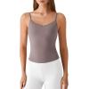 image:imageG4Free BareFeel Built in Bra Camisole Tops Yoga Workout Removable Padded Cami Spaghetti Strap Pilates Tank TopTaupe