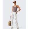 image:imageG4Free BareFeel Built in Bra Camisole Tops Yoga Workout Removable Padded Cami Spaghetti Strap Pilates Tank TopTaupe