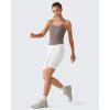 image:imageG4Free BareFeel Built in Bra Camisole Tops Yoga Workout Removable Padded Cami Spaghetti Strap Pilates Tank TopTaupe