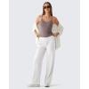 image:imageG4Free BareFeel Built in Bra Camisole Tops Yoga Workout Removable Padded Cami Spaghetti Strap Pilates Tank TopTaupe