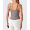 image:imageG4Free BareFeel Built in Bra Camisole Tops Yoga Workout Removable Padded Cami Spaghetti Strap Pilates Tank TopTaupe