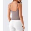 image:imageG4Free BareFeel Built in Bra Camisole Tops Yoga Workout Removable Padded Cami Spaghetti Strap Pilates Tank TopTaupe