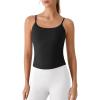 image:imageG4Free BareFeel Built in Bra Camisole Tops Yoga Workout Removable Padded Cami Spaghetti Strap Pilates Tank TopBlack