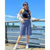 image:imageG4Free Capri Pants for Women 14 Knee Length Wide Leg Yoga Capris Dressy Casual Summer Crop Pants with PocketsDenim Blue