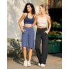 image:imageG4Free Capri Pants for Women 14 Knee Length Wide Leg Yoga Capris Dressy Casual Summer Crop Pants with PocketsDenim Blue