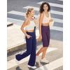 image:imageG4Free Capri Pants for Women 14 Knee Length Wide Leg Yoga Capris Dressy Casual Summer Crop Pants with PocketsGrape Purple