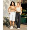 image:imageG4Free Capri Pants for Women 14 Knee Length Wide Leg Yoga Capris Dressy Casual Summer Crop Pants with PocketsWhite