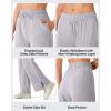 image:imageG4Free Chillwhisp Lightweight Drawstring Wide Leg Pants for Women Side Slit Flowy Palazzo Pants Summer CasualChime Gray