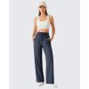 image:imageG4Free Chillwhisp Lightweight Drawstring Wide Leg Pants for Women Side Slit Flowy Palazzo Pants Summer CasualDark Blue