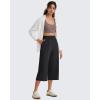 image:imageG4Free Chillwhisp Lightweight Flowy Wide Leg Capris Women  Front Seam Summer Cropped Pants for Travel BeachBlack