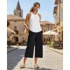 image:imageG4Free Chillwhisp Lightweight Flowy Wide Leg Capris Women  Front Seam Summer Cropped Pants for Travel BeachBlack