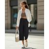 image:imageG4Free Chillwhisp Lightweight Flowy Wide Leg Capris Women  Front Seam Summer Cropped Pants for Travel BeachBlack